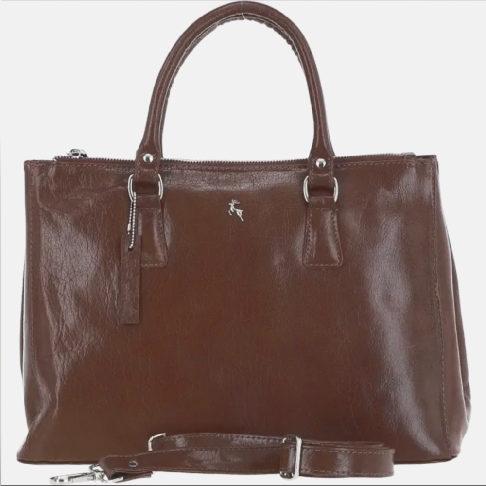 Ashwood‎ Lucido Tesoro Brown Leather Quiet Luxury Preppy Chic Work Bag